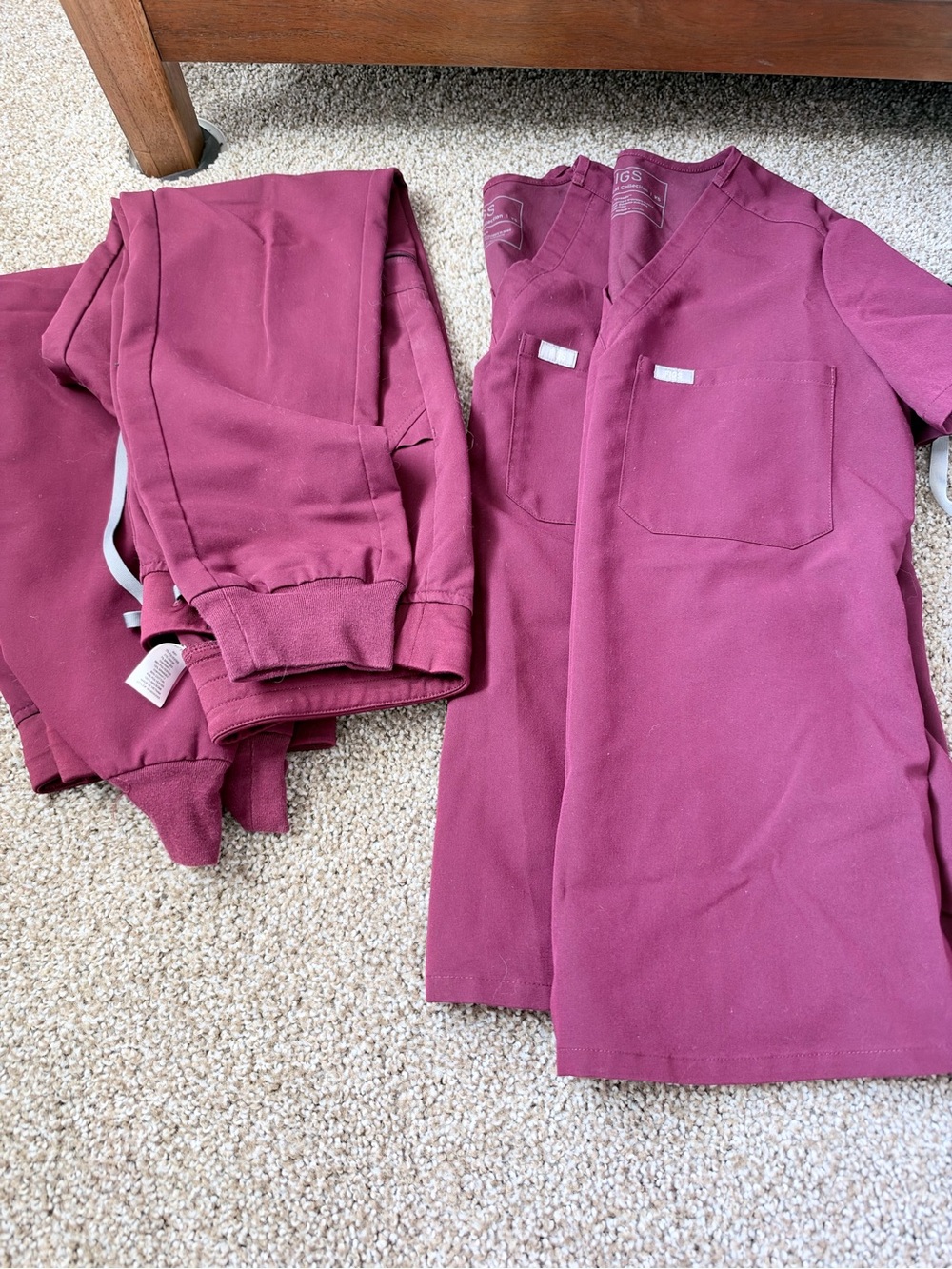 Figs Women's Maroon Scrub-Style Pajama Set